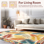Tropical Palm Leaf Vibrant Border Design Rug