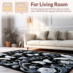 Vintage Butterfly and Rose Scroll Pattern Rug