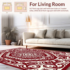 Classic Red Floral Medallion Pattern Rug