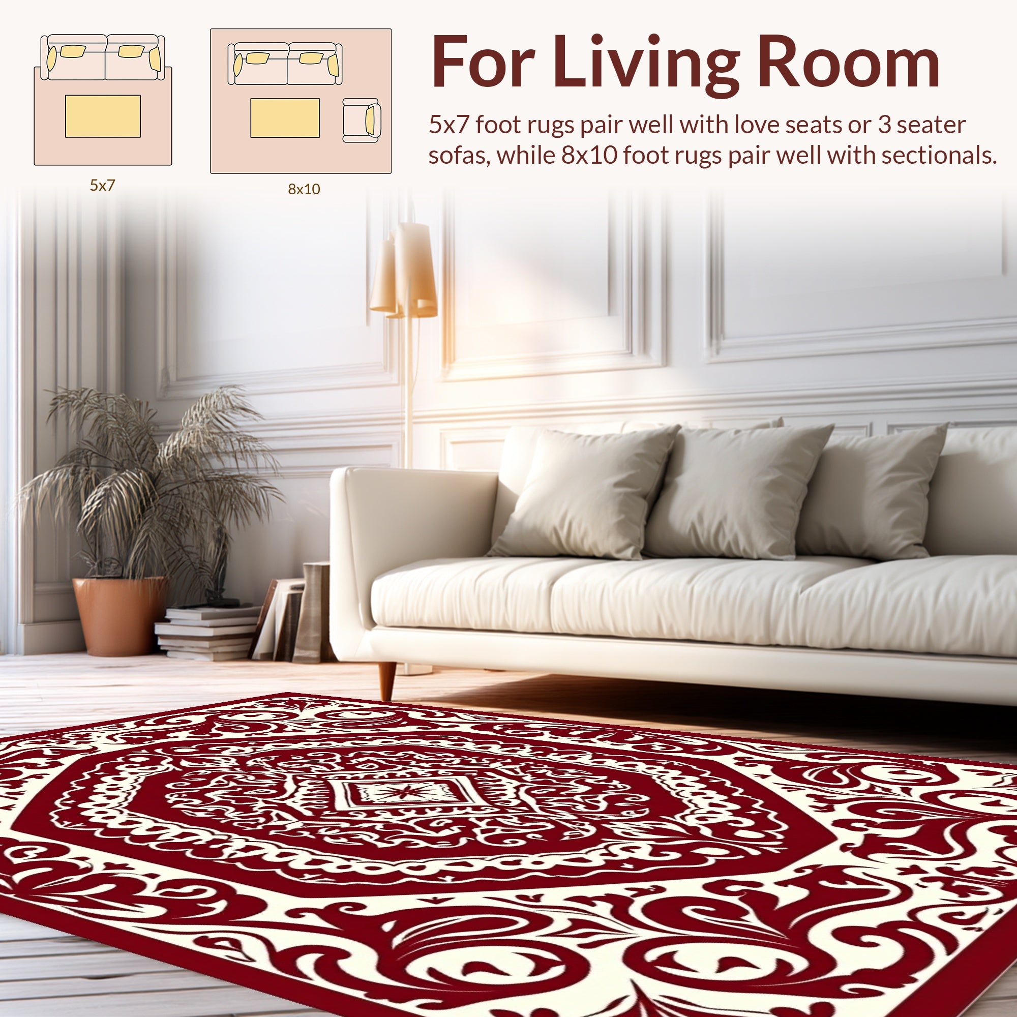 Classic Red Floral Medallion Pattern Rug