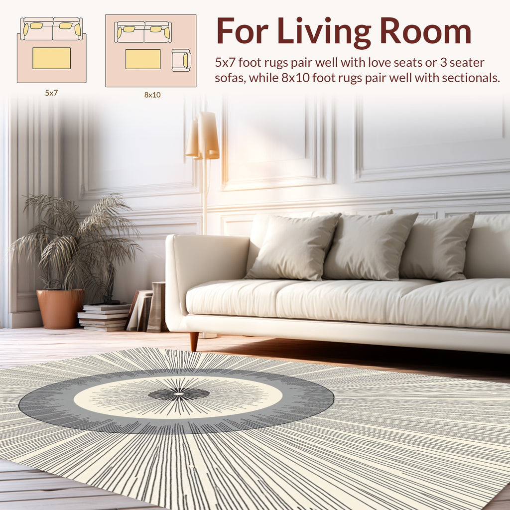 Mid-Century Sunburst Pattern Rug