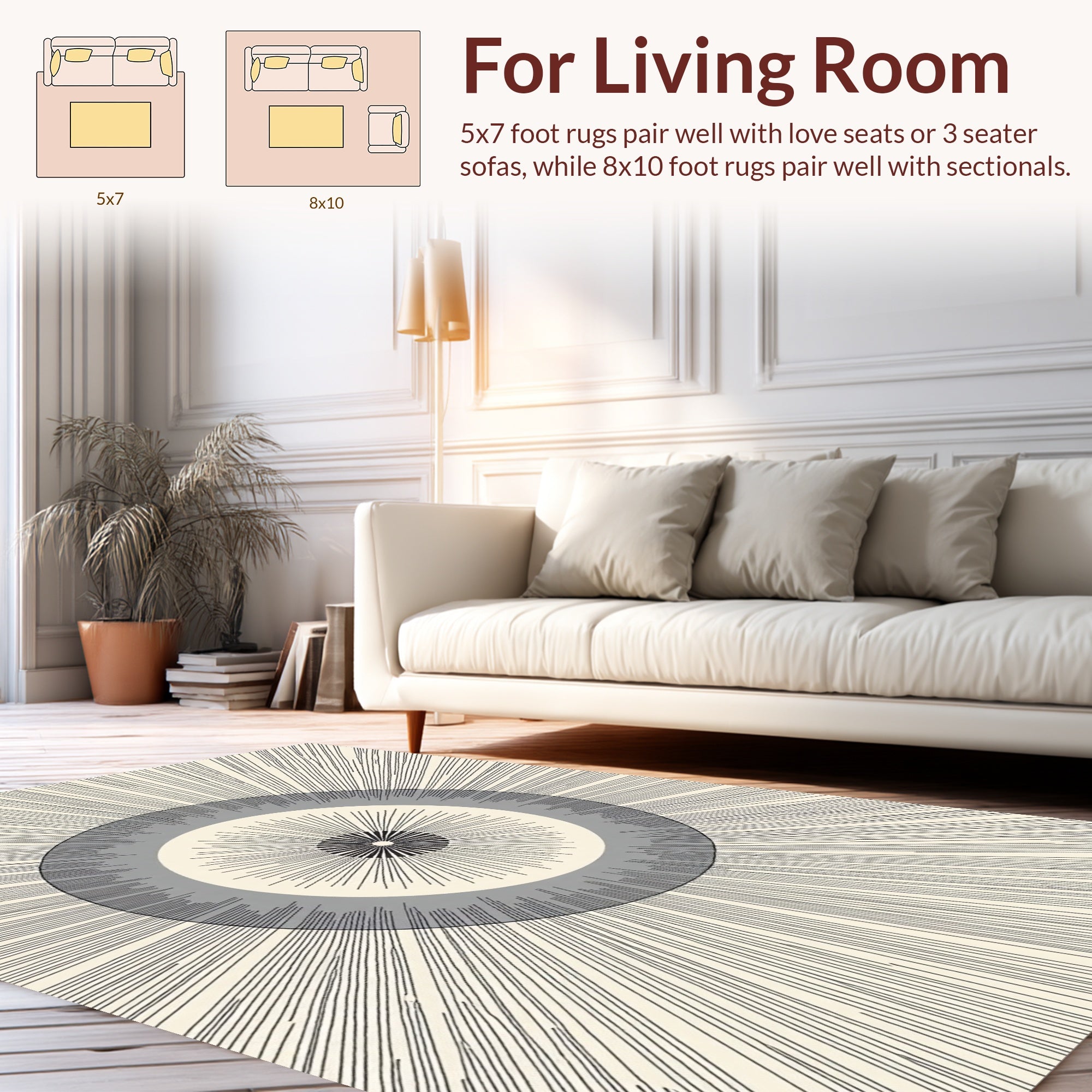 Mid-Century Sunburst Pattern Rug