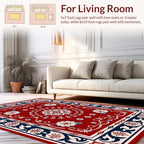 Ornate Floral Motif Bordered Red Rug