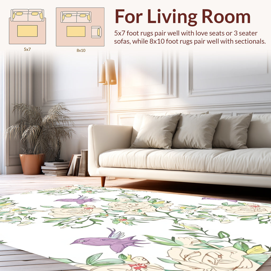 Botanical Garden Bird Pattern Rug