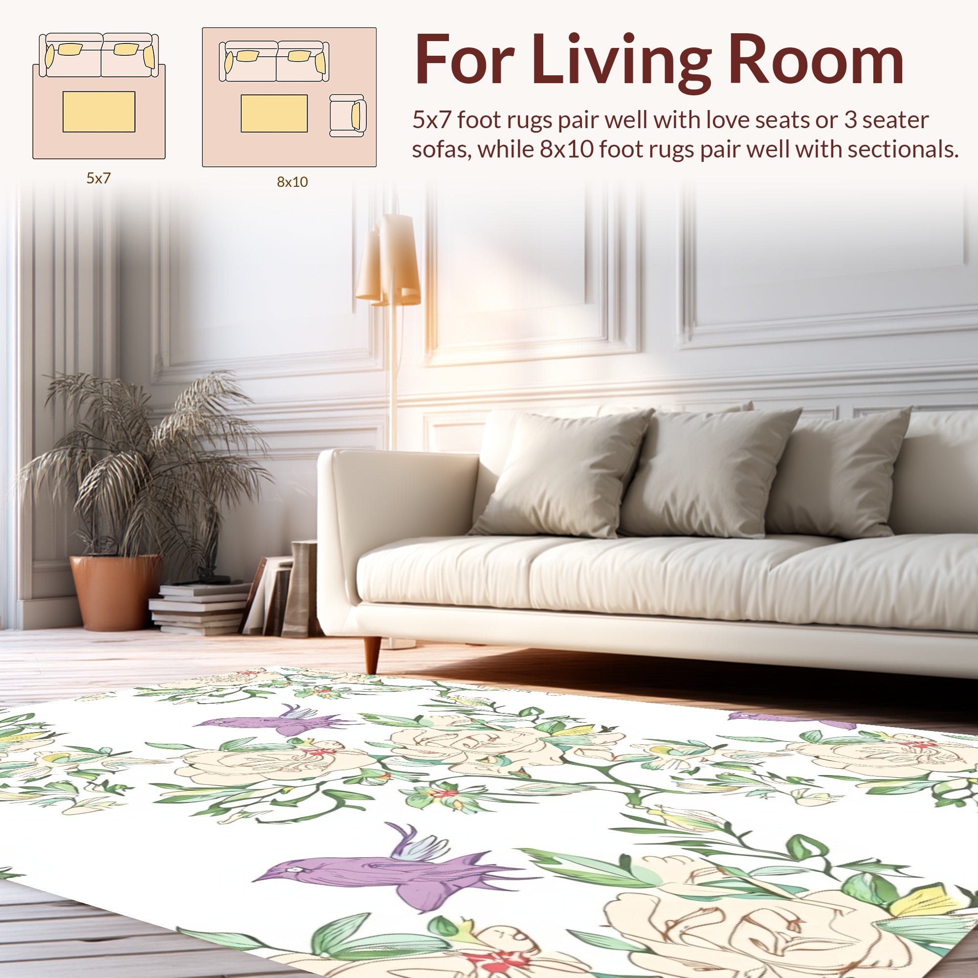 Botanical Garden Bird Pattern Rug