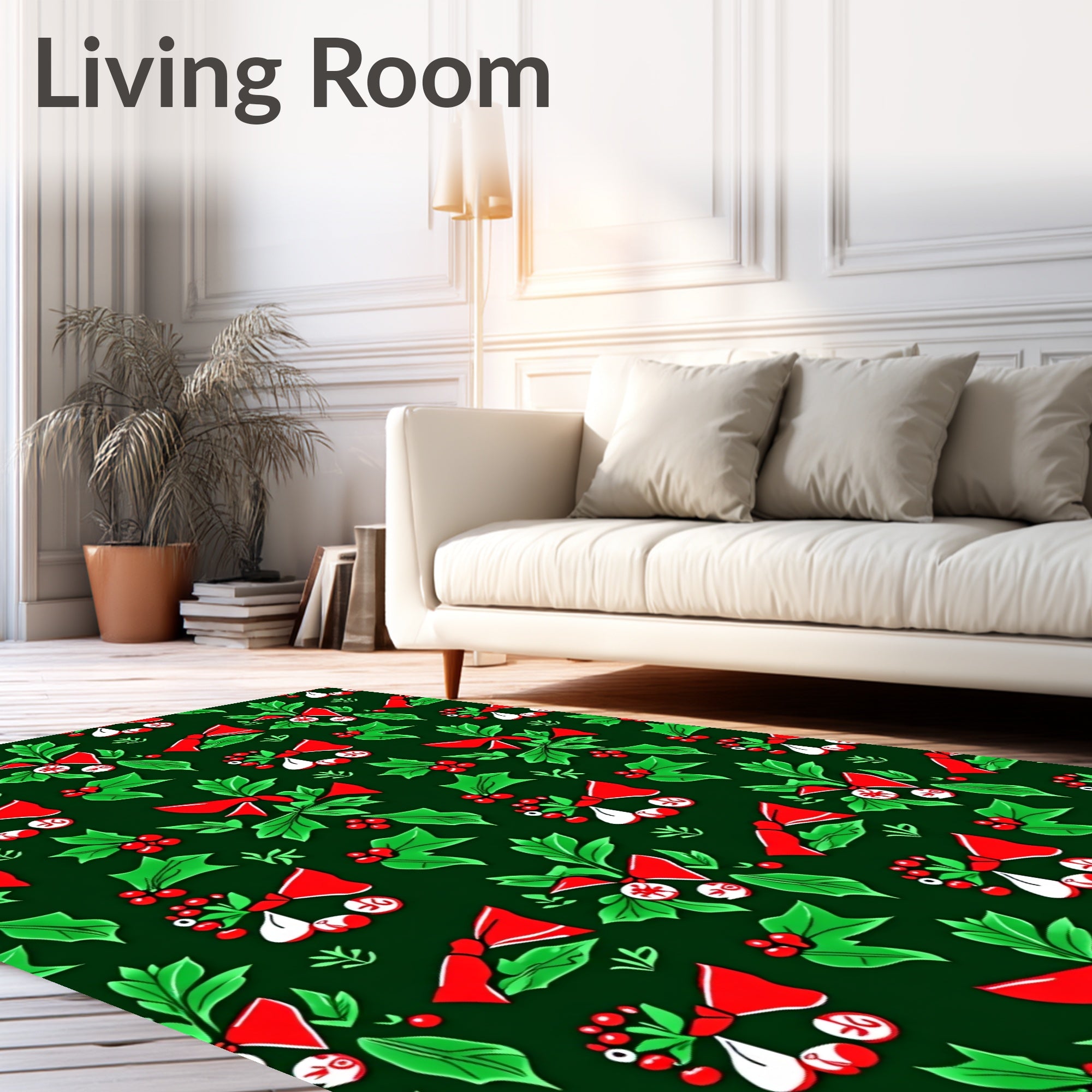 Festive Holly Bow Berry Garland Rug