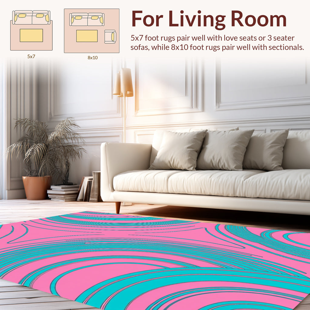 Pastel Pink Aqua Swirl Pattern Rug