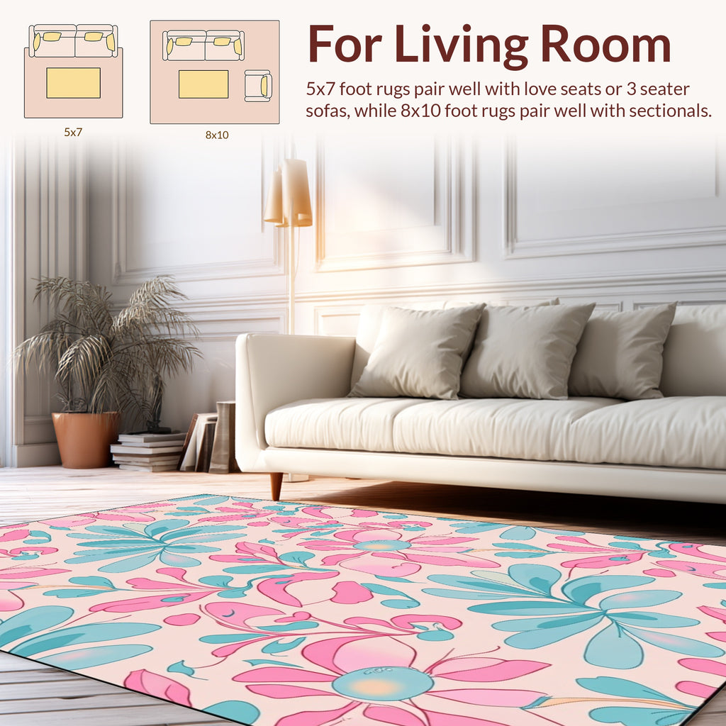 Pastel Floral Swirls Pattern Rug