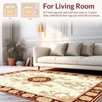 Cream Floral Vine With Maroon Border Rug
