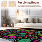 Vibrant Floral Leaf Pattern Rug