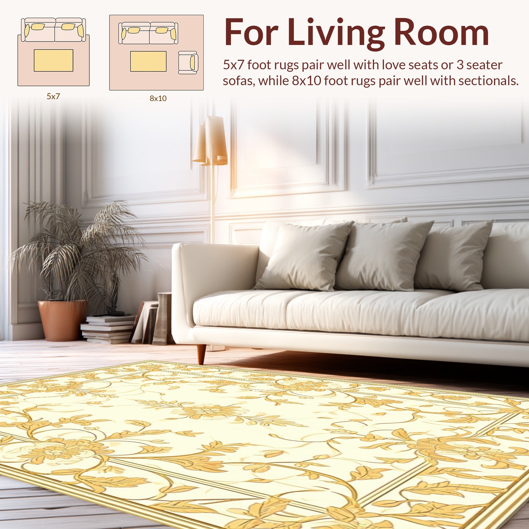 Classic Floral Vine Border Rug