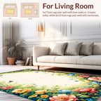 Lush Floral Garden With Butterflies Design Rug