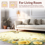 Vintage Yellow Floral Butterfly Pattern Rug