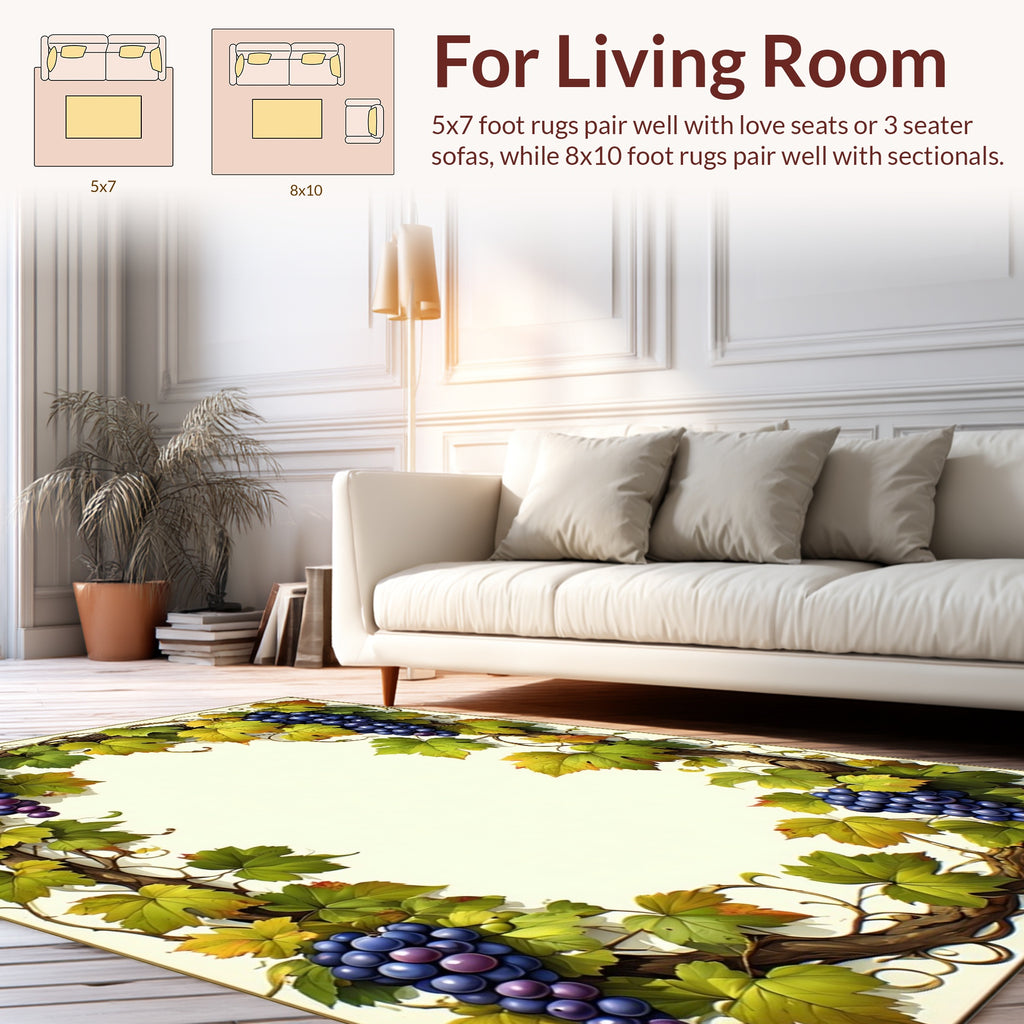 Grape Vine Autumn Leaves Pattern Rug