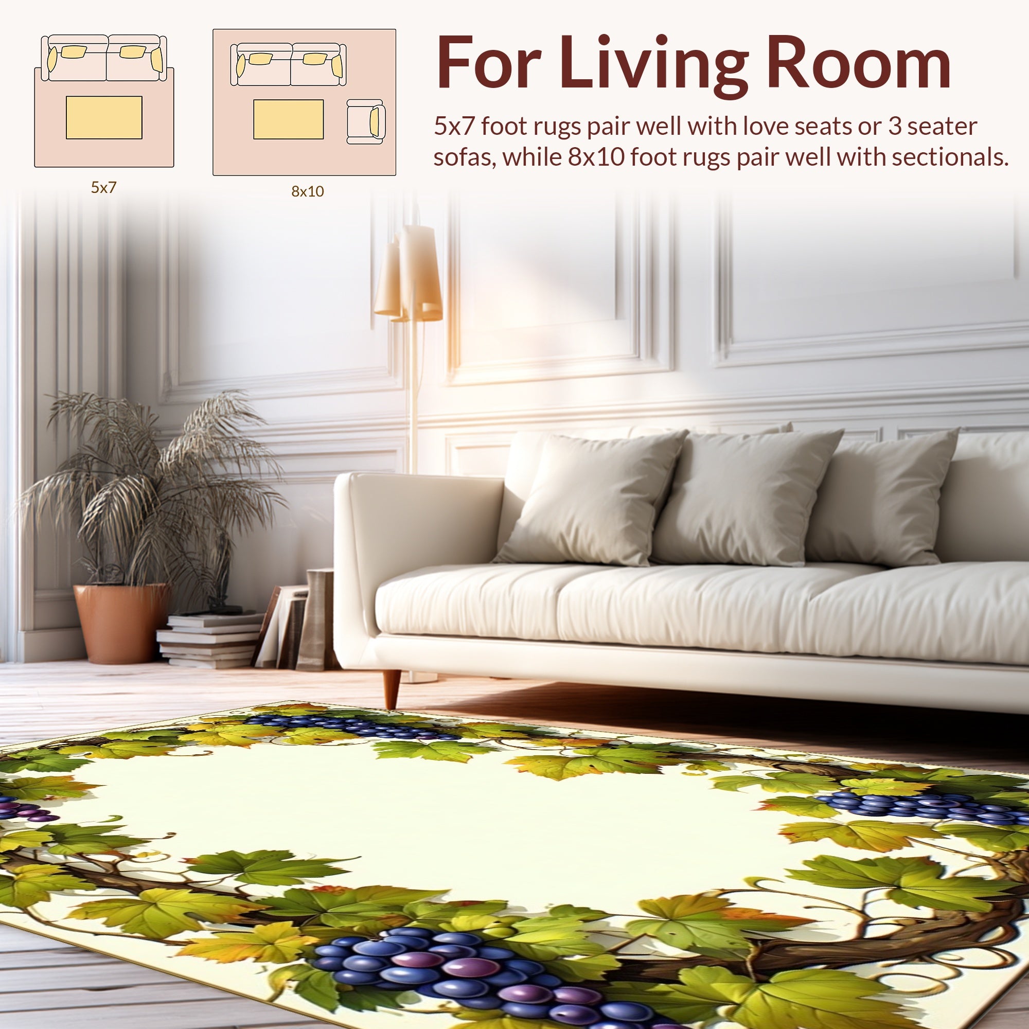 Grape Vine Autumn Leaves Pattern Rug