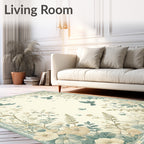 Whimsical Garden Birds Floral Design Rug