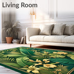 Lush Tropical Floral Botanical Design Rug