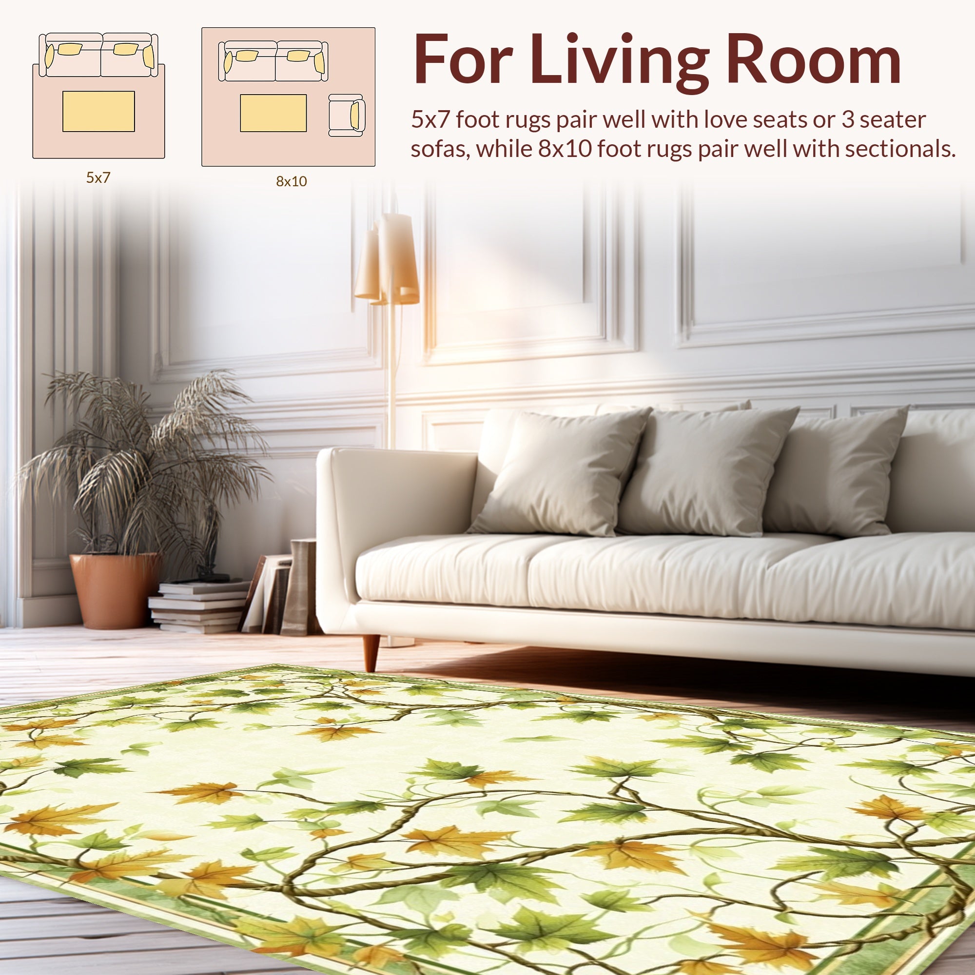 Vine and Leaf Autumn Woodland Design Rug