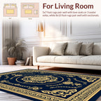 Elegant Gold Floral Border Rug