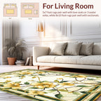 Yellow Floral Stained Glass Pattern Rug