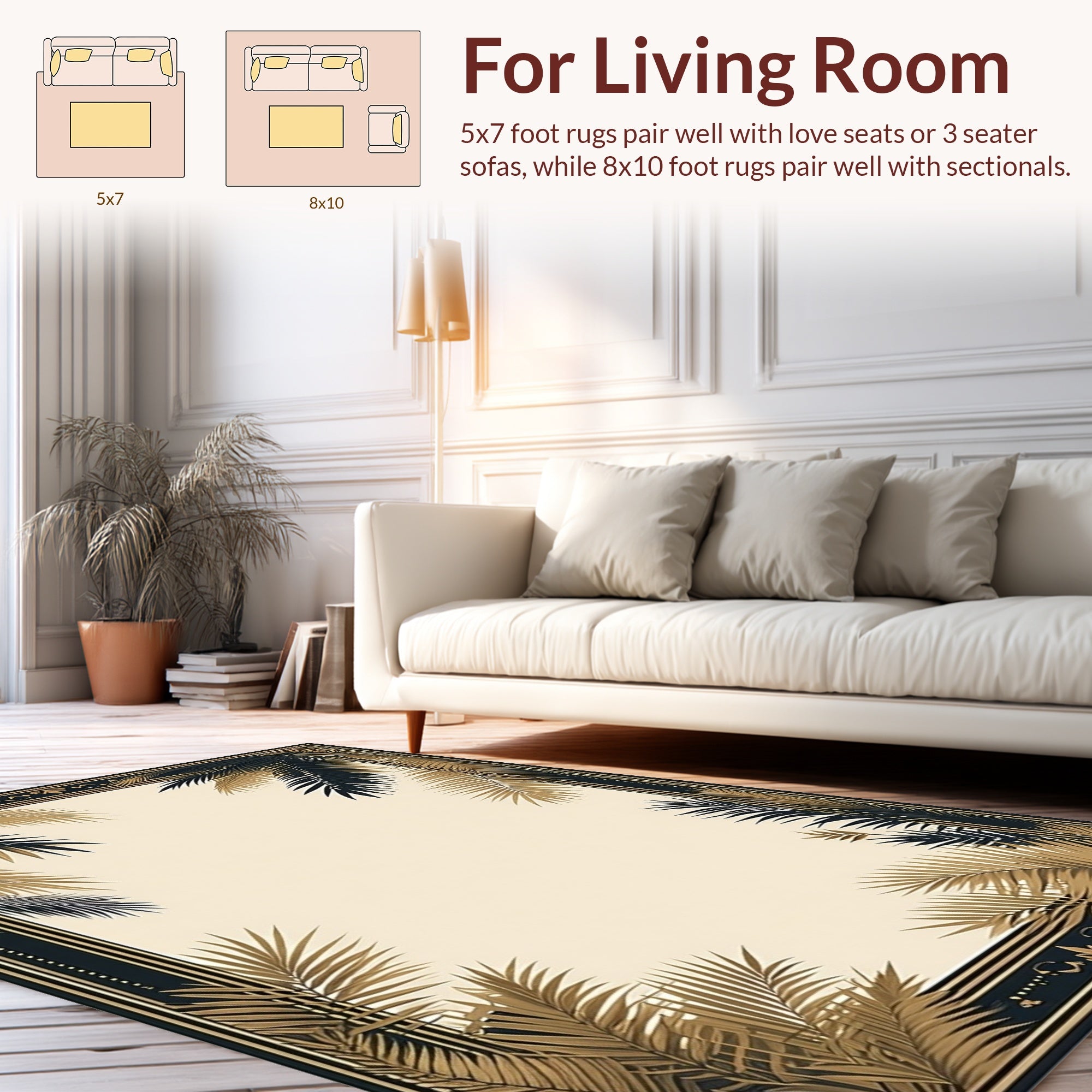 Golden Palm Art Deco Pattern Rug