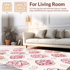 Pink Floral Outline Pattern Rug