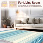 Aqua Blue Horizontal Linear Pattern Rug