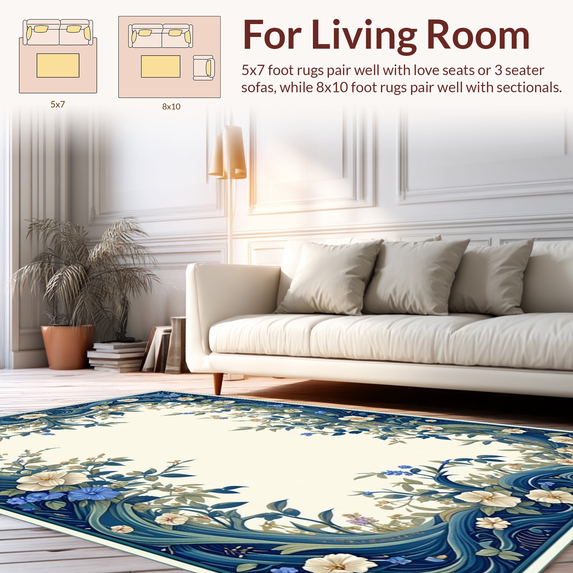 Whimsical Floral Vine Design Rug
