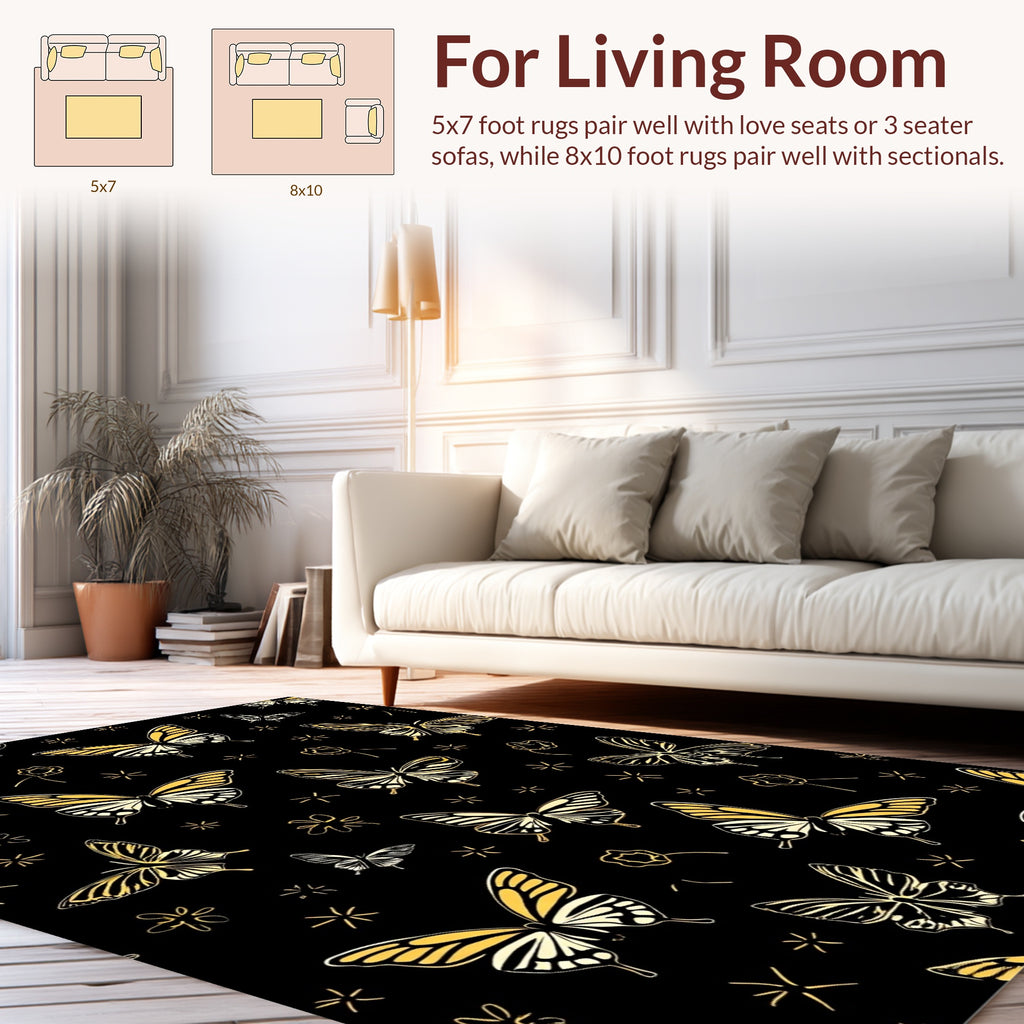 Golden Butterfly Art Deco Pattern Rug