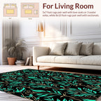 Deep Teal Floral Symmetry Rug