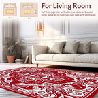 Red And White Intricate Floral Pattern Rug