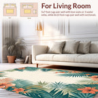 Tropical Palm Leaf Hibiscus Floral Design Rug