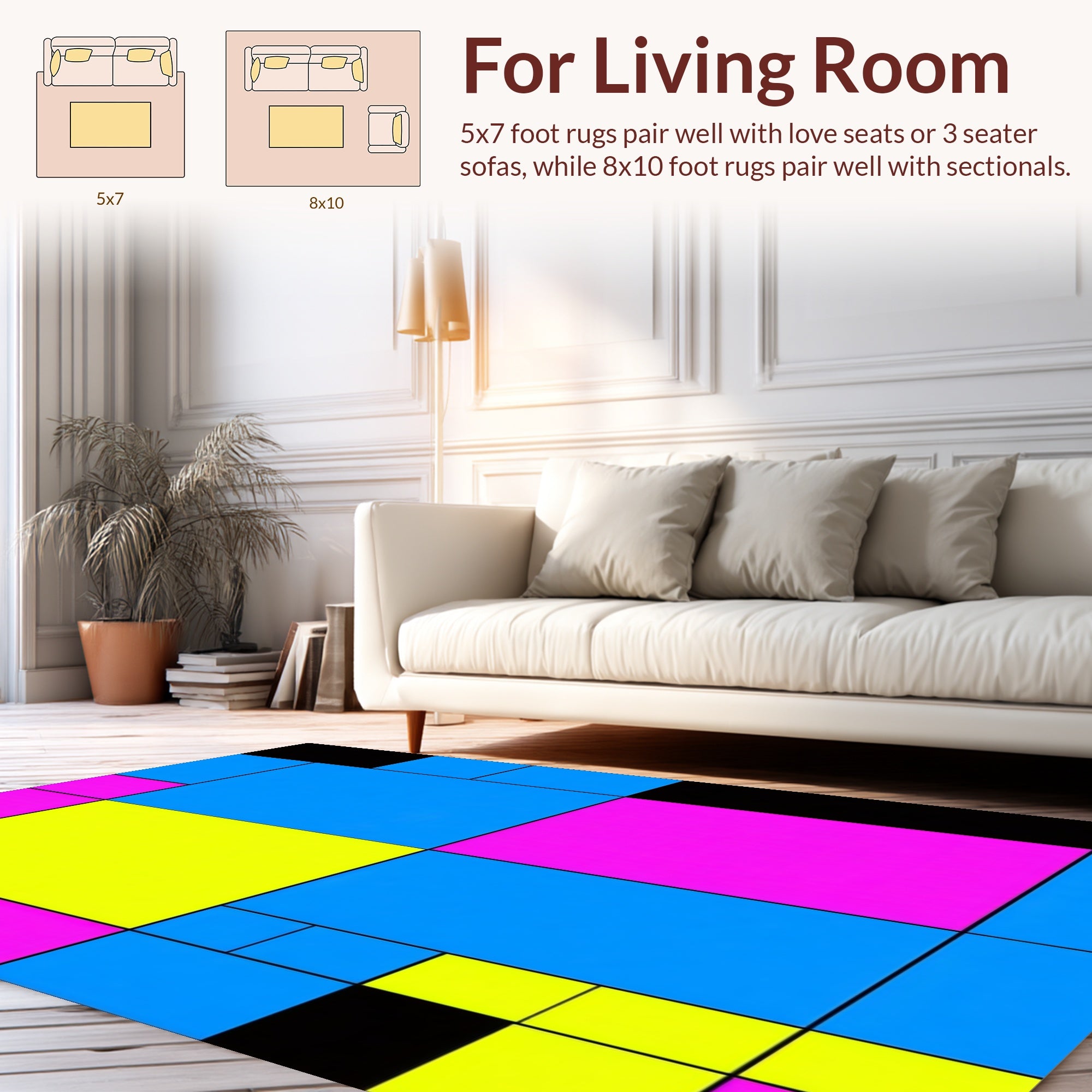 Abstract Geometric Block Pattern Rug