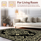 Black Gold Intricate Floral Medallion Rug