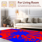 Bold Splatter Abstract Royal Blue Red Rug