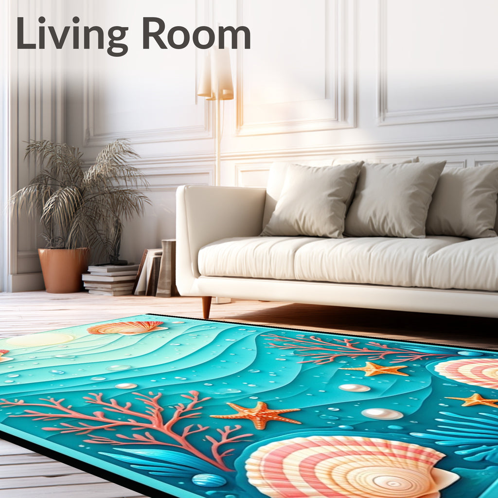 Oceanic Shells And Coral Pattern Rug