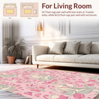 Whimsical Pink Floral Vine Pattern Rug