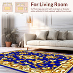 Ornate Floral Border With Royal Blue Rug