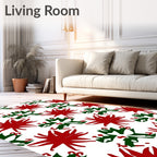 Red Starburst Green Abstract Repeat Rug