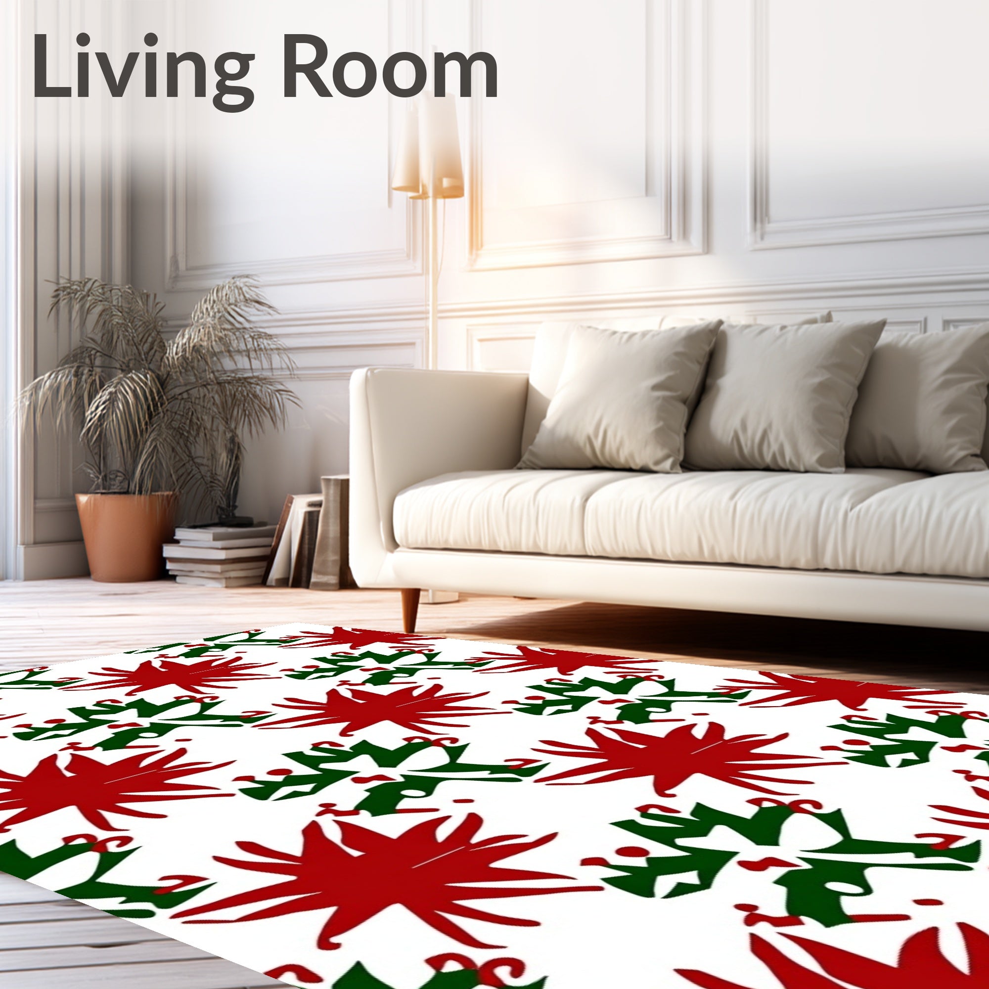 Red Starburst Green Abstract Repeat Rug