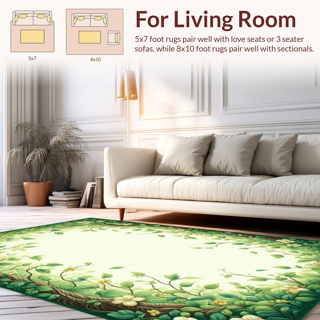 Lush Forest Flower Garden Rug