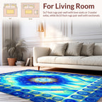 Blue Geometric Mandala Pattern Rug