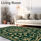 Emerald Gold Floral Medallion Rug