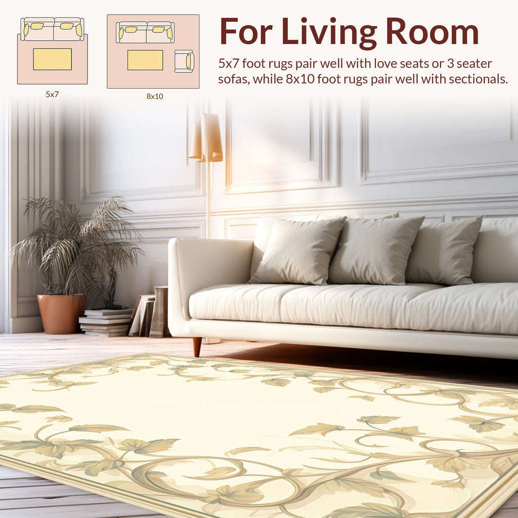Vintage Floral Vine Border Rug