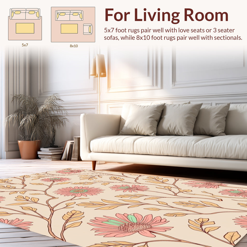 Floral Vine Petal Pattern Rug