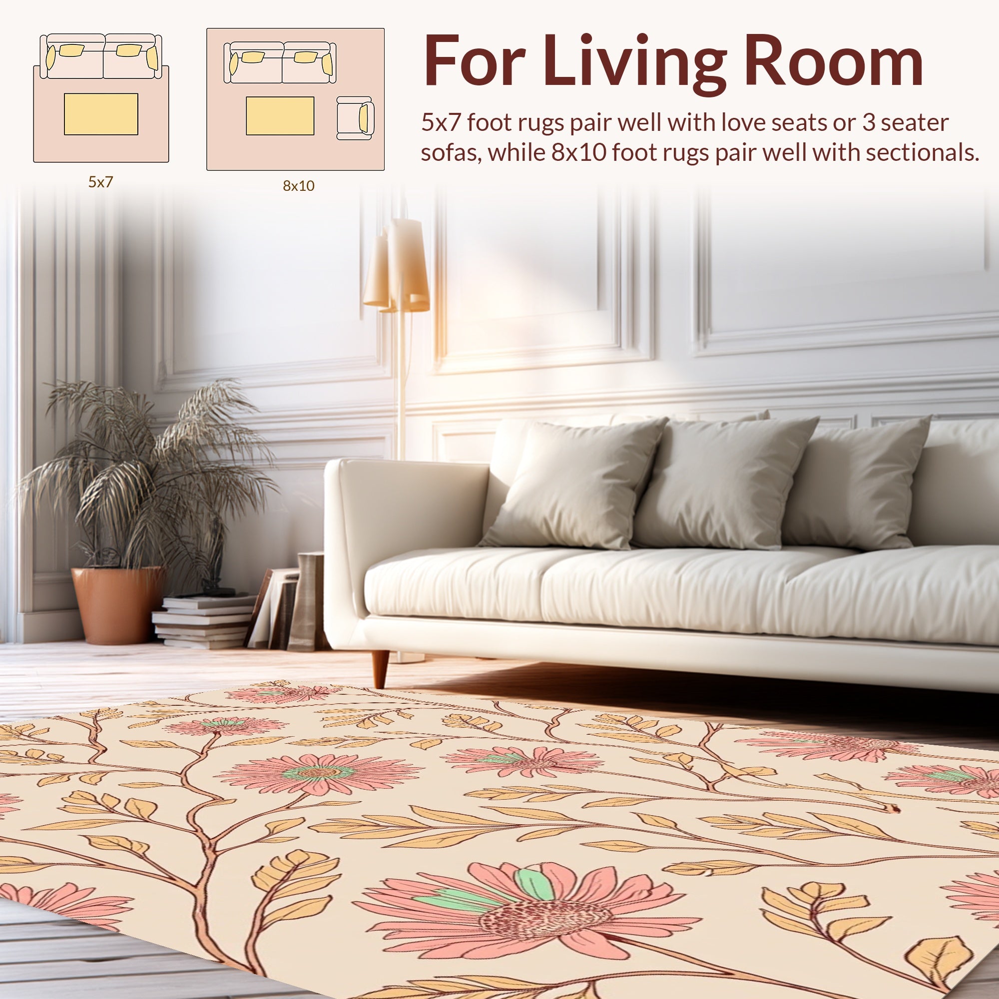 Floral Vine Petal Pattern Rug
