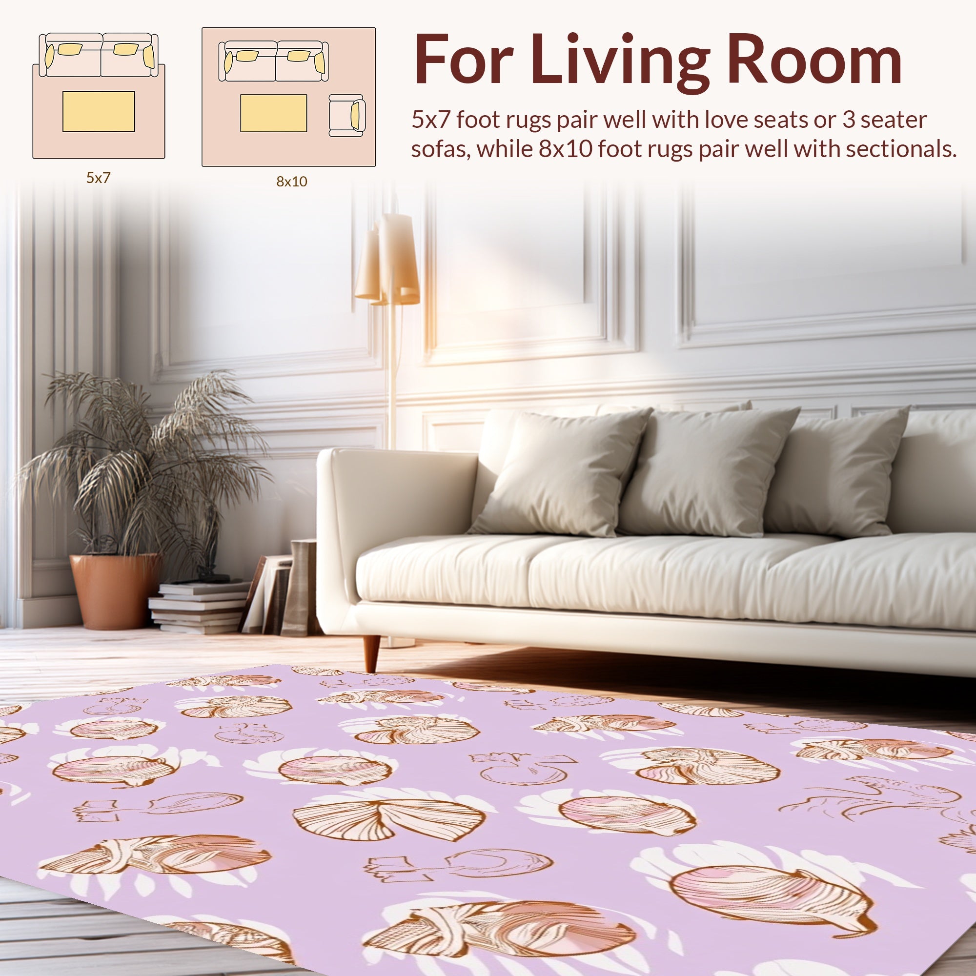 Botanical Outline With Pink Wash Pattern Rug