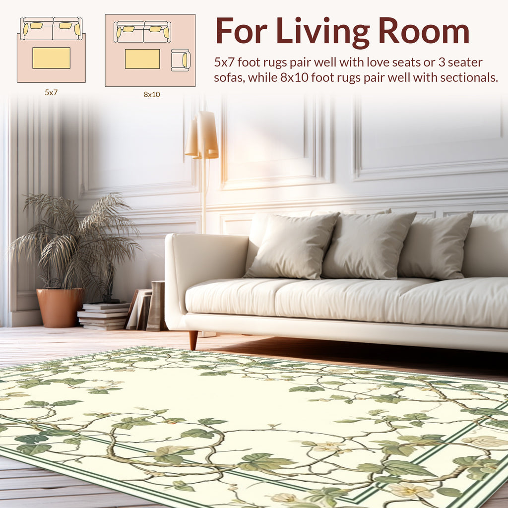 Vine And Blossom Pattern Rug