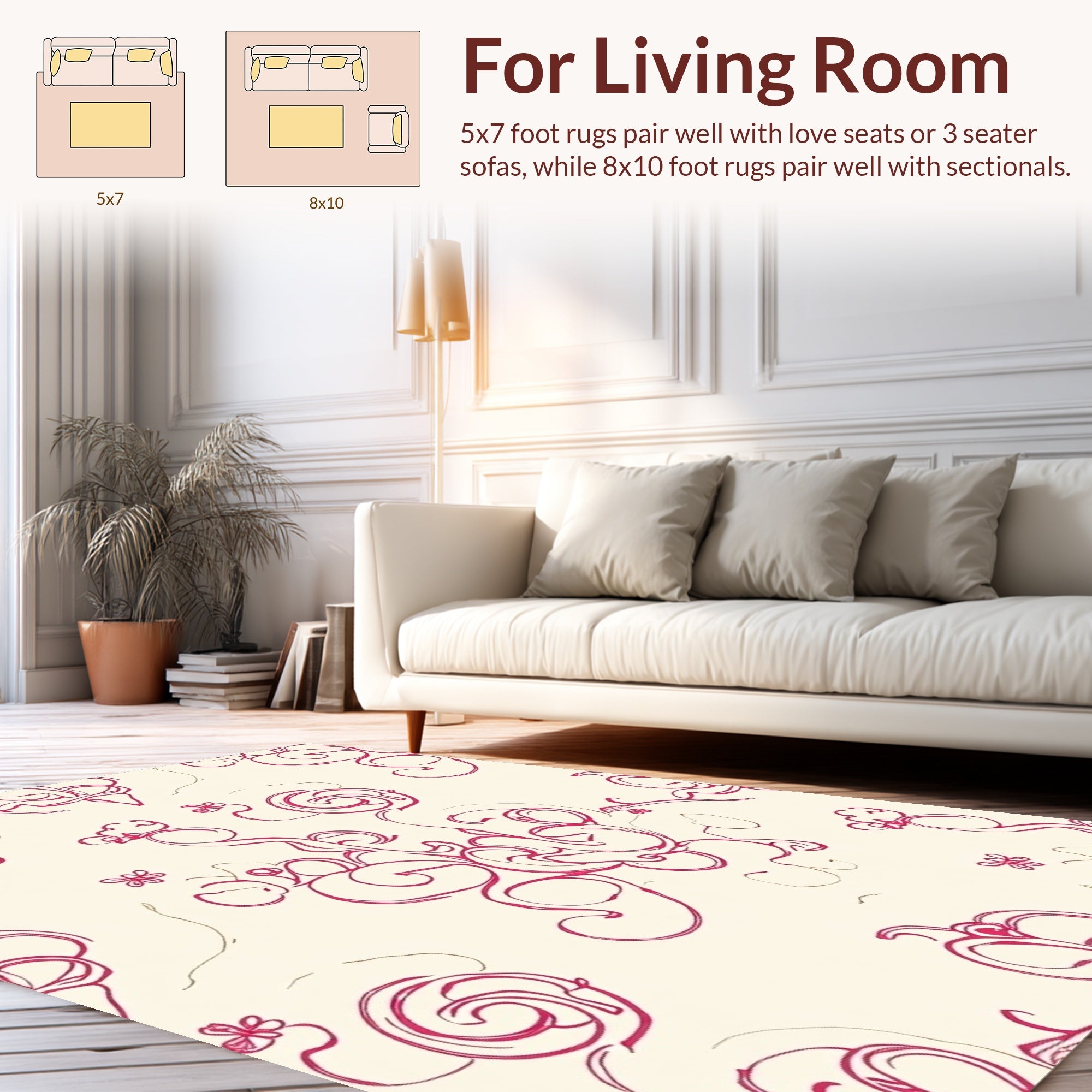 Ornate Floral Swirls Pattern Rug