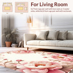 Soft Pink Floral Swirls Design Rug
